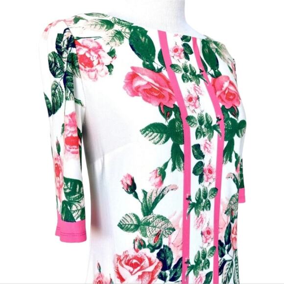 Eliza J Pink and White Floral Stretch Tunic Dress Size 4 Small‎ NWT Retails $128 - Picture 3 of 9